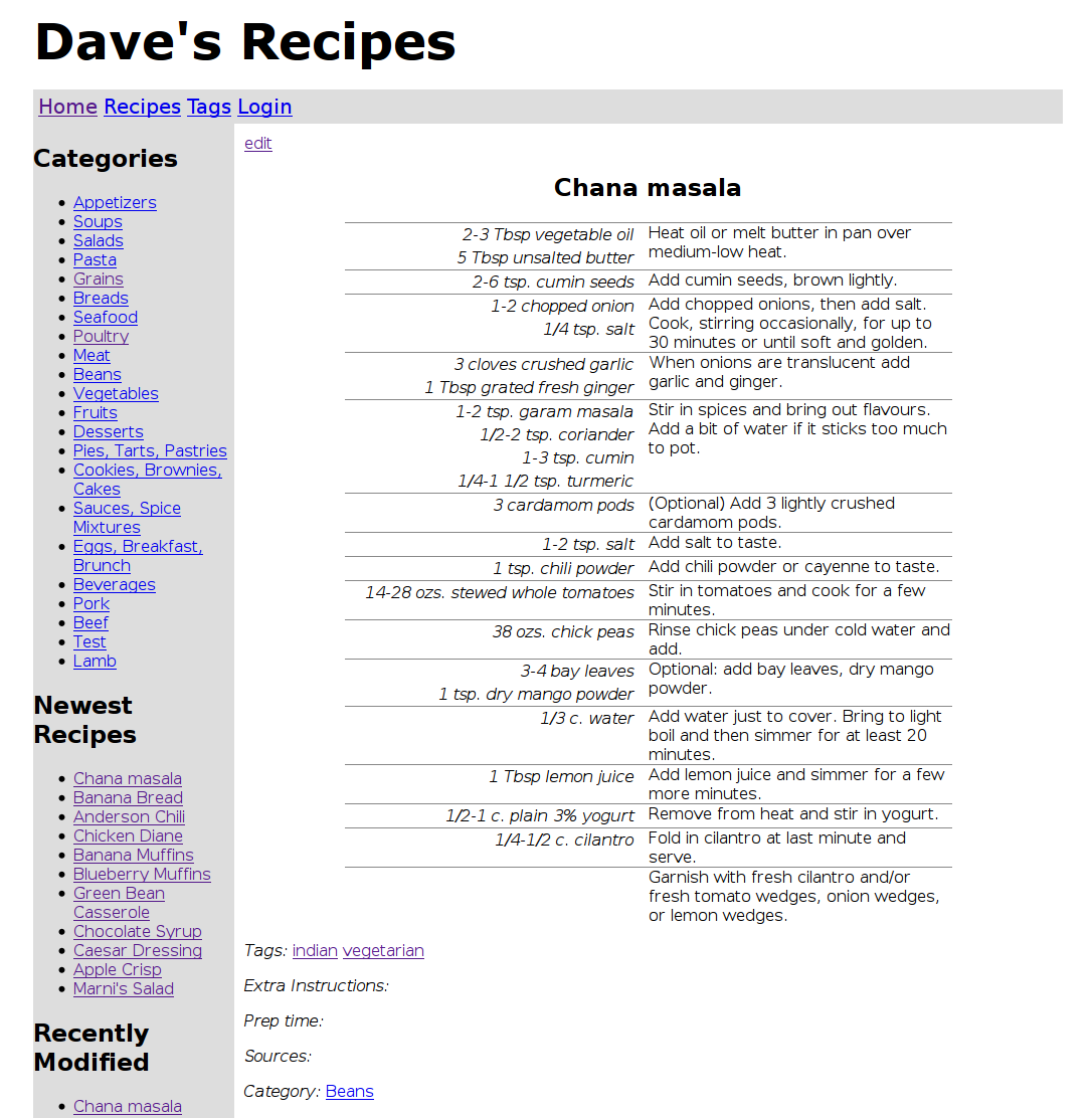 Django Recipes Screenshot